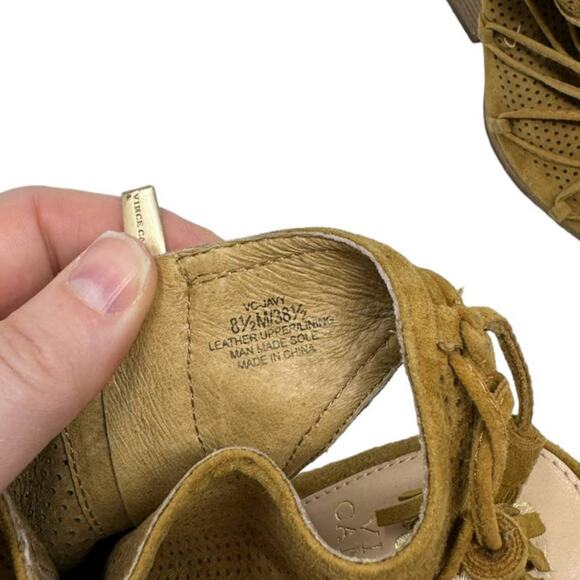 Vince Camuto Javy Tan Open Toe Suede Bootie 8.5 - Picture 9 of 10